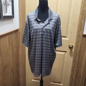 Men's PGA Tour Black and Gray Striped Polo Shirt